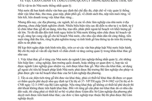 Chỉ thị 10-LN/KL chấn chỉnh tăng cường quản lý khâu khai thác gỗ