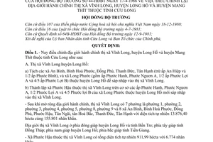 Quyết định 44-HĐBT điều chỉnh địa giới hành chính thị xã Vĩnh Long, huyện Long Hồ và Mang Thít  tỉnh Vĩnh Long