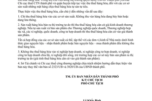 Công văn 1109/UB thu thuế hàng hóa