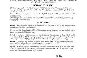 Quyết định 47-HĐBTgiá bán lẻ ổn định mặt hàng tiêu dùng