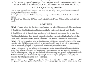 Quyết định 109-CT thu tiền chi phí truyền giống cho trâu bò bằng thụ tinh nhân tạo