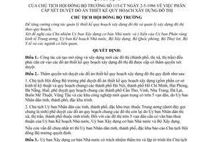 Quyết định 115-CT phân cấp xét duyệt đồ án thiết kế quy hoạch xây dựng đô thị