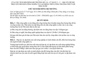 Quyết định 116-CT chế độ trợ cấp cho dân công nghĩa vụ lao động trên công trường thủy lợi nhà nước