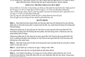 Quyết định 433-QĐ mức bồi thường bưu phẩm ghi số, bưu kiện bị mất, bị hư hỏng