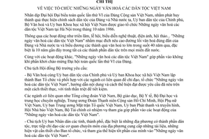 Chỉ thị 124-CT tổ chức ngày văn hoá dân tộc Việt Nam