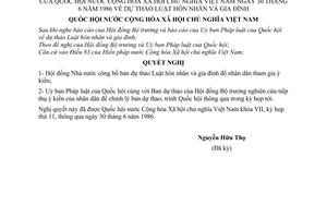 Nghị quyết dự thảo Luật Hôn nhân và gia đình