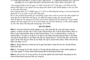 Quyết định 672-BYT/QĐ  tiêu chuẩn nghiệp vụ của một số chức danh đầy đủ viên chức ngành y tế