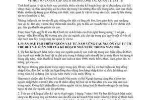Chỉ thị 85-HĐBT vấn đề cấp bách công tác quản lý vật tư