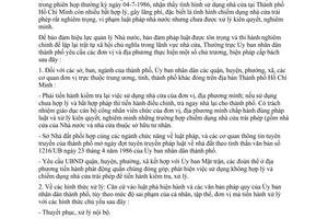 Công văn 2140/UB xử lý tình trạng chiếm dụng nhà cửa trái phép tại thành phố