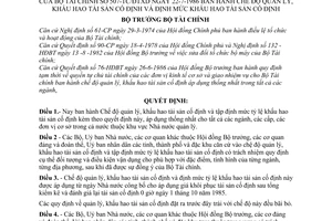 Quyết định 507-TC/ĐTXD Chế độ quản lý, khấu hao tài sản cố định