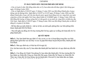 Quyết định 115/QĐ-UB  quy định cư trú, ra vào, hoạt động trong khu vực nội thủy xã giáp biển huyện Duyên Hải