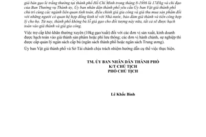 Công văn 2491/UB  hướng dẫn thực hiện Chỉ thị 20/CT-UB điều chỉnh giá bán gạo lẻ trắng thường