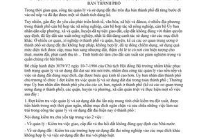 Chỉ thị 22/CT-UB tổ chức đợt kiểm tra quản lý sử dụng đất đai địa bàn thành phố Hồ Chí Minh