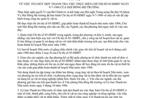 Chỉ thị 211-CT tổ chức đợt thanh tra thực hiện Chỉ thị 85-HĐBT ngày 9-7-1986