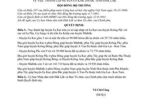 Quyết định 108-HĐBT thành lập huyện Ea Kar tỉnh Đăk Lăk