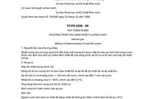 Tiêu chuẩn Việt Nam TCVN 4298:1986 về Khí thiên nhiên - Phương pháp xác định nhiệt lượng cháy do Ủy ban Khoa học và Kỹ thuật Nhà nước ban hành