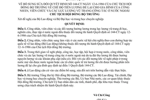 Quyết định  277-CT  chế độ tiền lương để lại gia đình CNVC và các lực lượng vũ trang công tác ở nước ngoài sửa đổi quyết định 144-CT