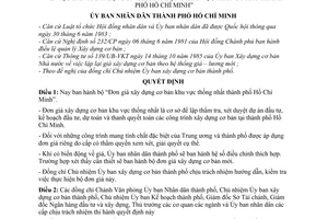 Quyết định 170/QĐ-UB bộ “Đơn giá xây dựng cơ bản khu vực thống nhất thành phố Hồ Chí Minh"