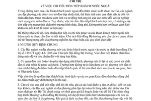 Chỉ thị 297-CT chi tiêu đón tiếp khách nước ngoài