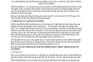 Quyết định 146-HĐBT phát triển kinh tế gia đình