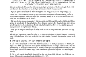 Quyết định 150-HĐBT tổng kiểm kê,đánh giá lại tài sản cố định 0 giờ ngày 1-10-1985, tăng cường quản lý tài sản cố định trong CSSX kinh doanh