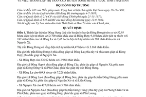 Quyết định 159-HDDBT thành lập thị trấn huyện Đông Hưng  tỉnh Thái bình