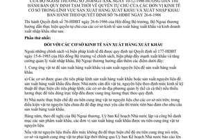 Thông tư 20-BNgT/XNK quyền tự chủ đơn vị kinh tế cơ sở sản xuất hàng xuất nhập khẩu hướng dẫn quyết định 76-HĐBT