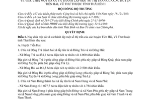Quyết định 169-HĐBT chia xã, thành lập thị trấn các huyện Tiền Hải, vũ thư  tỉnh Thái Bình