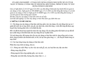 Thông tư liên tịch 155-TT/LB nội dung, đối tượng, trình tự đầu tư xây dựng cơ bản lâm sinh