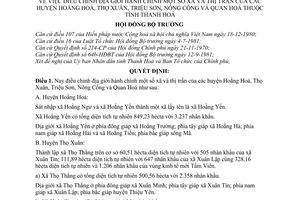 Quyết định  4-HĐBT điều chỉnh địa giới hành chính  xã thị trấn của  huyện Hoằng hoá, Thọ xuân,Triệu sơn, Nông cống Quan hoá tinh thanh hoa