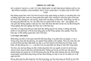 thông tư liên bộ 1-LB/HLV phối hợp hỗ trợ hoạt động giữa Bộ Nông nghiệp, Lâm nghiệp, Thuỷ sản, Giáo dục và Hội Làm vườn Việt Nam