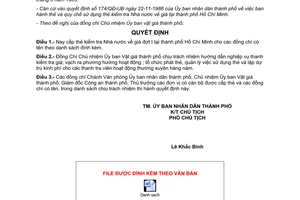 Quyết định 16/QĐ-UB năm 1987 cấp thẻ kiểm tra Nhà nước về giá