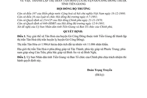 Quyết định 23-HĐBT thành lập thị trấn Tân hoà của huyện Gò công đông  tỉnh Tiền giang