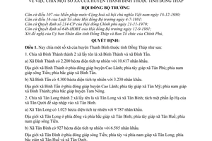 Quyết định  27-HĐBT  chia một số xã của huyện Thanh Bình tỉnh Đồng Tháp