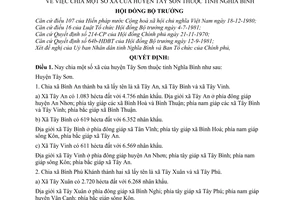 Quyết định 33A-HĐBT chia một số xã của huyện Tây Sơn  tỉnh Nghĩa Bình