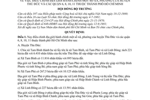 Quyết định 33-HĐBT  điều chỉnh địa giới hành chính  xã, phường của huyện Thủ Đức quận 6, 8, 10, 11 thuộc thành phố Hồ Chí Minh