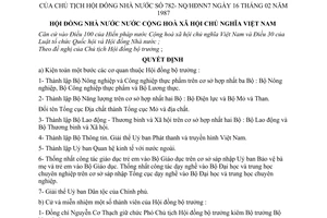 Nghị quyết 782-NQ/HĐNN7 kiện toàn một bước cơ quan thuộc Hội đồng Bộ trưởng