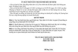 Quyết định  29/QĐ-UB  Quy định về tổ chức và quản lý hoạt động in sang băng từ tại thành phố Hồ Chí Minh