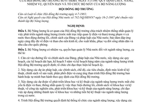 Nghị định 47-HĐBT quy định chức năng, nhiệm vụ, quyền hạn và tổ chức bộ máy của Bộ Năng lượng