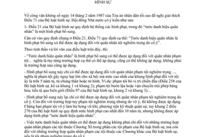 Công văn 94/HĐNN7 giải thích việc tước danh hiệu quân nhân theo Bộ luật hình sự