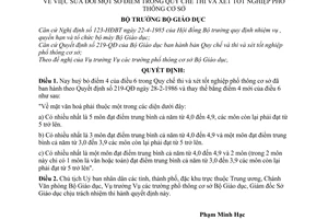 Quyết định  16-QĐ  sửa đổi một số điểm trong quy chế thi xét tốt nghiệp phổ thông cơ sở