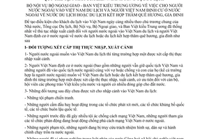 Quy chế cho người nước ngoài vào Việt Nam du lịch người Việt Nam định cư ở nước ngoài về nước du lịch kết hợp thăm quê hương, gia đình