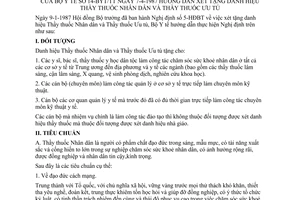 Thông tư 14-BYT/TT hướng dẫn xét tặng danh hiệu thầy thuốc nhân dân ưu tú
