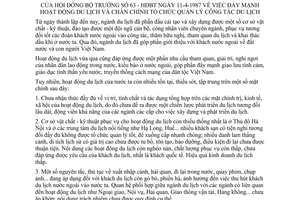 Nghị quyết 63-HĐBT đẩy mạnh hoạt động du lịch và chấn chỉnh tổ chức quản lý công tác du lịch