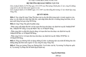 Quyết định 706-QĐ/PC  công bố cảng vũng tầu