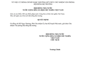 Quyết định  816-QĐ/HĐNN7  cử đồng chí Hồ Ngọc Nhường giữ chức Chủ nhiệm Văn phòng Hội đồng Bộ trưởng