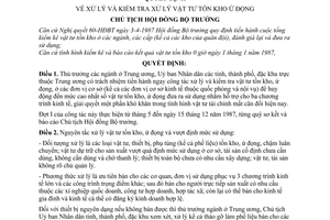 Quyết định 177-CT  xử lý  kiểm tra xử lý vật tư tồn kho ứ đọng