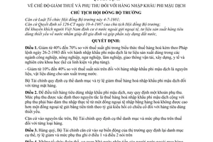 Quyết định 178-CT  chế độ giảm thuế và phụ thu đối với hàng nhập khẩu phi mậu dịch