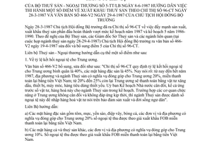 thông tư liên bộ 5-TT/LB hướng dẫn thi hành xuất khẩu thuỷ sản theo chỉ thị 96-CT 28-3-1987 văn bản 466-V2 29-4-1987