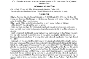 Nghị Định 88-HĐBT Sửa đổi điều 4 trong Nghị định 91-HĐBT ngày 04/8/1986 Hội đồng Bộ trưởng